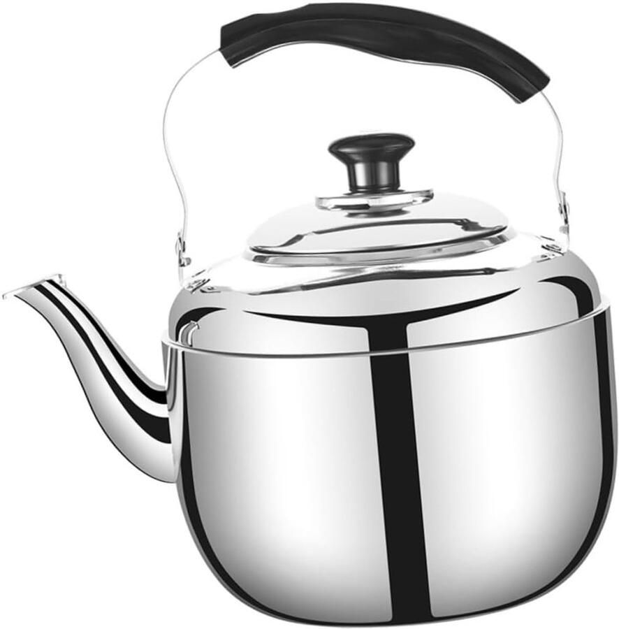 Waterkoker Roestvrij Staal Theeketel Fluitend Snel Water Koken Koel Handvat 5 Liter Capaciteit Zilver