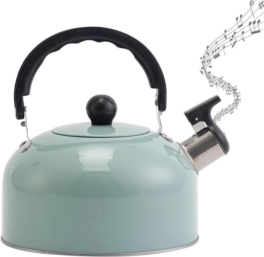 Waterkoker Roestvrij Staal Theeketel Fluitketel Koken Water Automatisch Fluit Signaal 3 Liter Groen