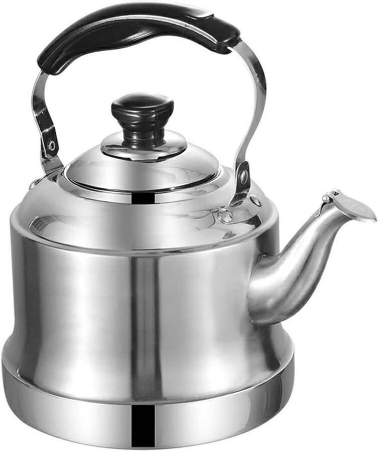 Waterkoker Roestvrij Staal Theepot Fluitketel Water Koken Universele Kookplaat 3L Zilver