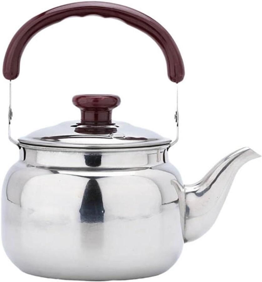 Waterkoker Roestvrij Staal Theepot Ketel Water Koken Met Fluitje 0.75L Zilverkleurig