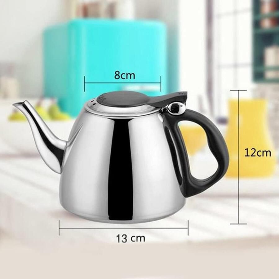 Waterkoker Roestvrij Staal Theepot Kookpan Koken en Dranken Zetten Geschikt voor Inductie 1.2 Liter Zilver