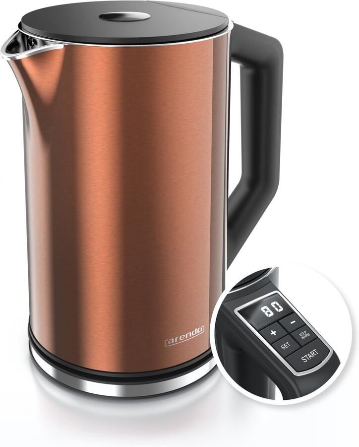 Waterkoker Roestvrijstaal 1 5 Liter Capaciteit 2200 Watt Vermogen Dubbelwandig Design Theekoker Koper