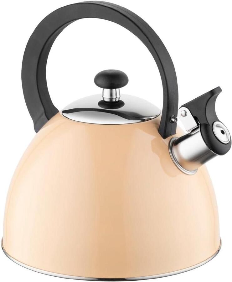 Waterkoker Roestvrijstaal Fluitketel Inductie Water Koken Ergonomisch Handvat 25 Liter Perzik