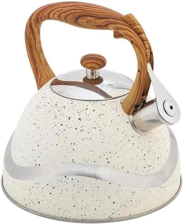Waterkoker Roestvrijstaal Theeketel Fluitketel Water Koken Ingebouwd Fluitje 3.5 Liter Zilver