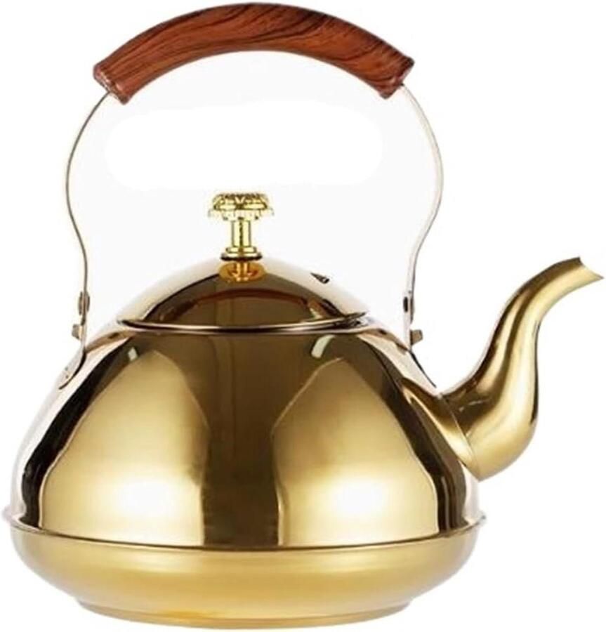 Waterkoker Roestvrijstaal Theeketel Kookplaat Thee Zetten Inclusief Theezeef 1.5 Liter Goud