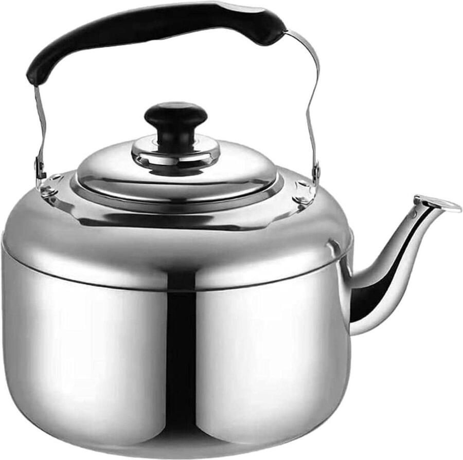 Waterkoker Roestvrijstaal Theepot Fluitketel Water Koken Klassieke Stijl 6L Capaciteit Zilver