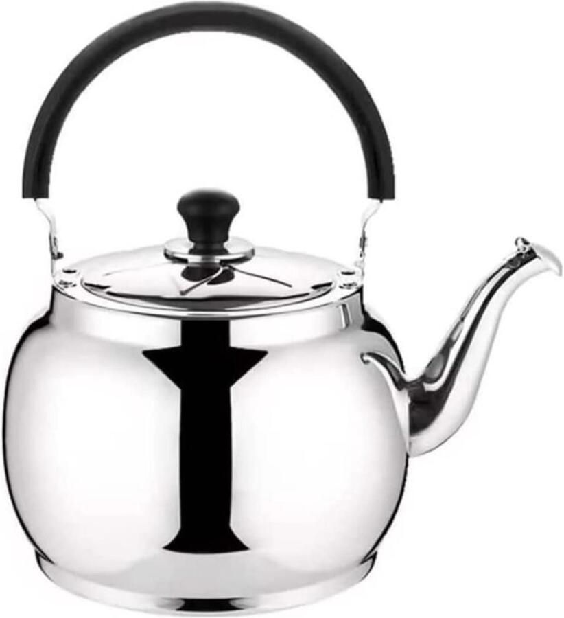 Waterkoker Roestvrijstaal Theepot Fluitketel Water Koken Universele Kookplaat Geschikt 5 Liter Zilver