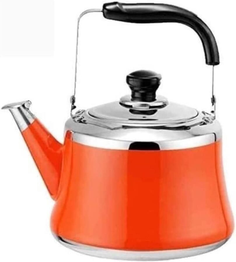 Waterkoker Roestvrijstaal Theepot Kookplaat Water Koken Gelijkmatige Warmteverdeling 5L Capaciteit Oranje