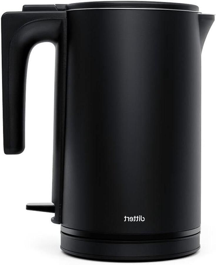 Waterkoker RVS Elektrische Ketel Snel Water Koken Dubbelwandige Isolatie 1.5 liter Zwart