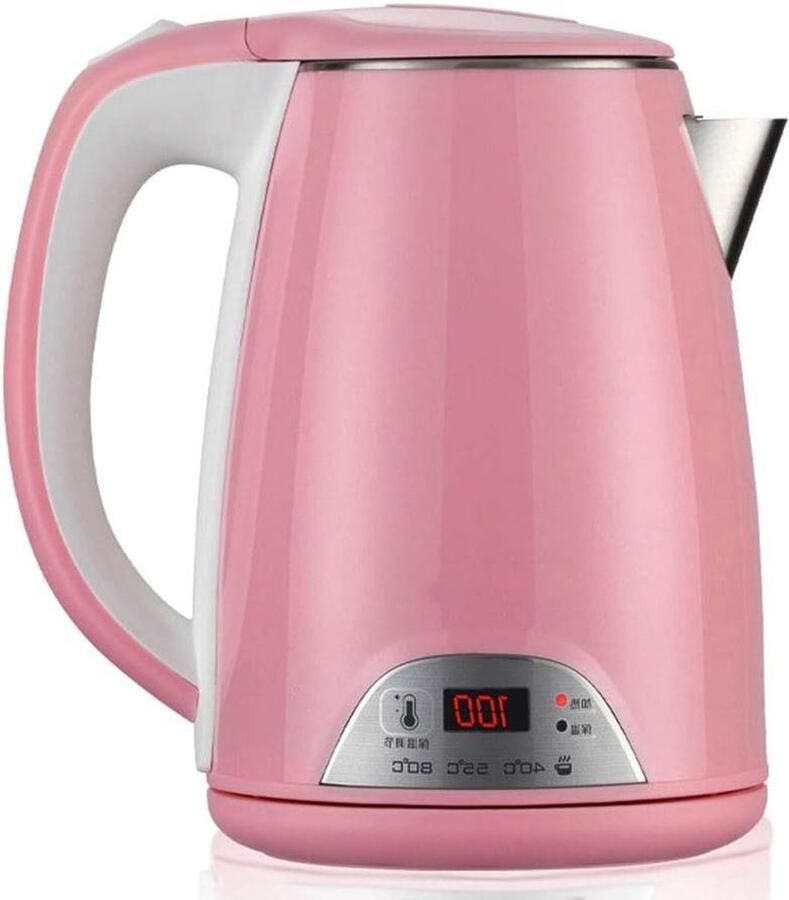 Waterkoker RVS Elektrische koker Snel water koken Temperatuur display 1.2 liter Roze