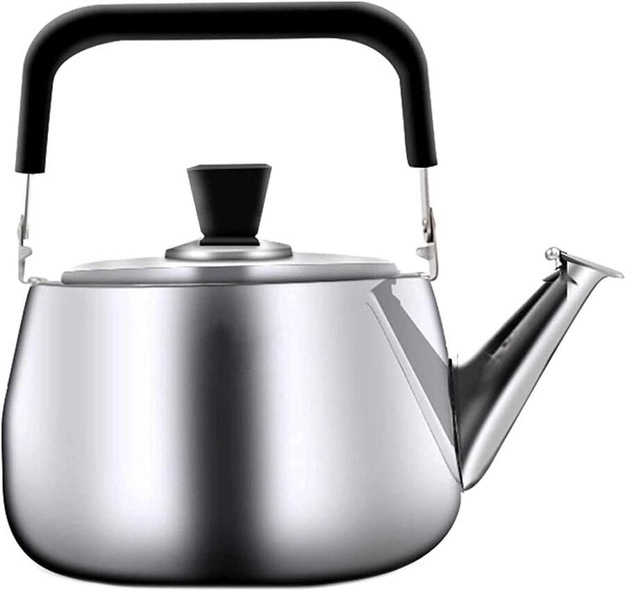 Waterkoker RVS Fluitketel Keuken Water Koken Waterkoker met Fluitje 5L Zilver