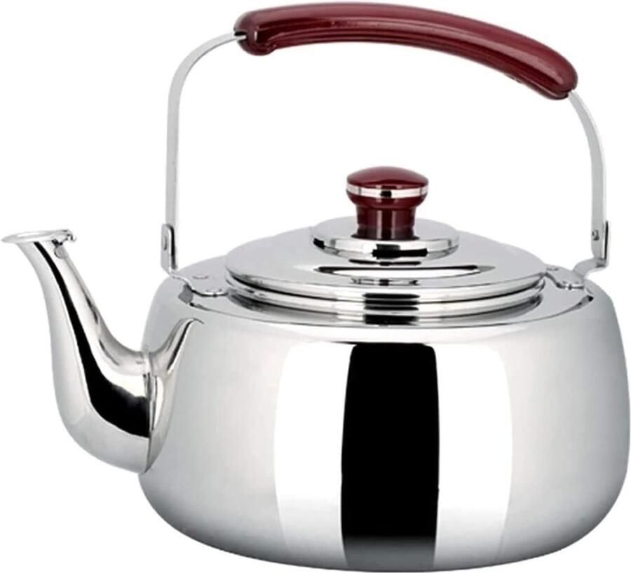 Waterkoker RVS Fluitketel Thee Zetten Hittebestendige Handgreep 6 Liter Zilver