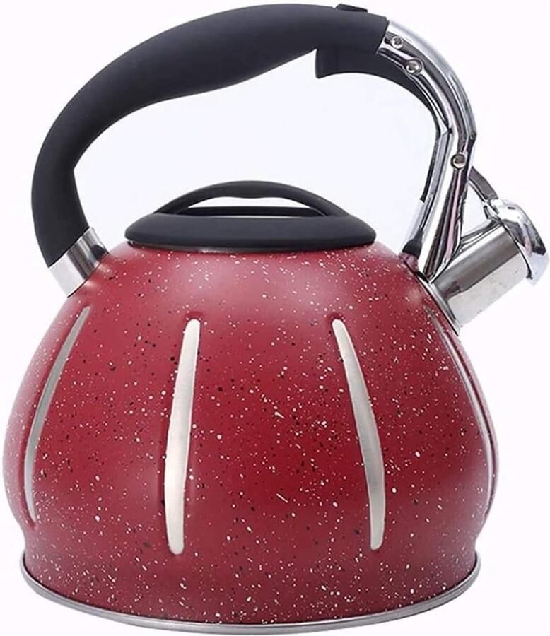 Waterkoker RVS Fluitketel Theepot Water Koken Geschikt Alle Fornuizen 3 Liter Rood