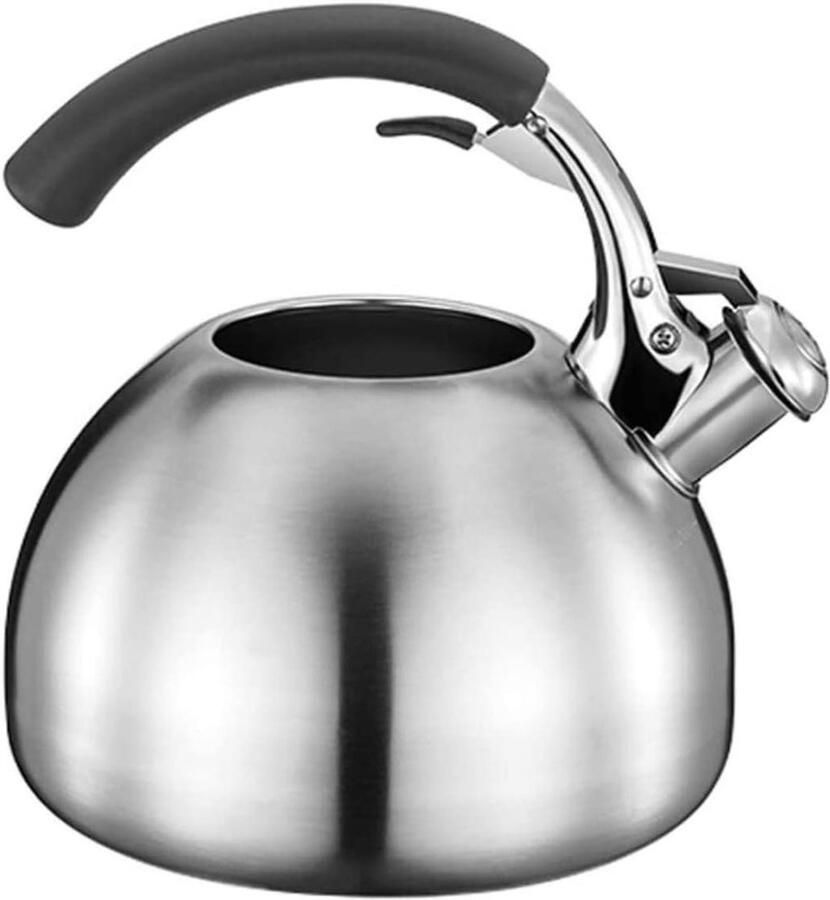 Waterkoker RVS Fluitketel Theepot Water Koken Luid Signaal 2.5 Liter Zilver