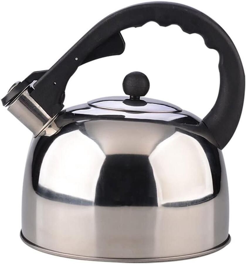 Waterkoker RVS Grote fluitketel Koffie en thee Fluitsignaal water 3 Liter Zilverkleurig
