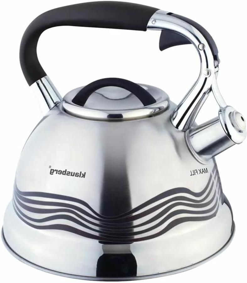 Waterkoker RVS Grote fluitketel Water Koken Voor alle warmtebronnen 27 Liter Zilverkleurig