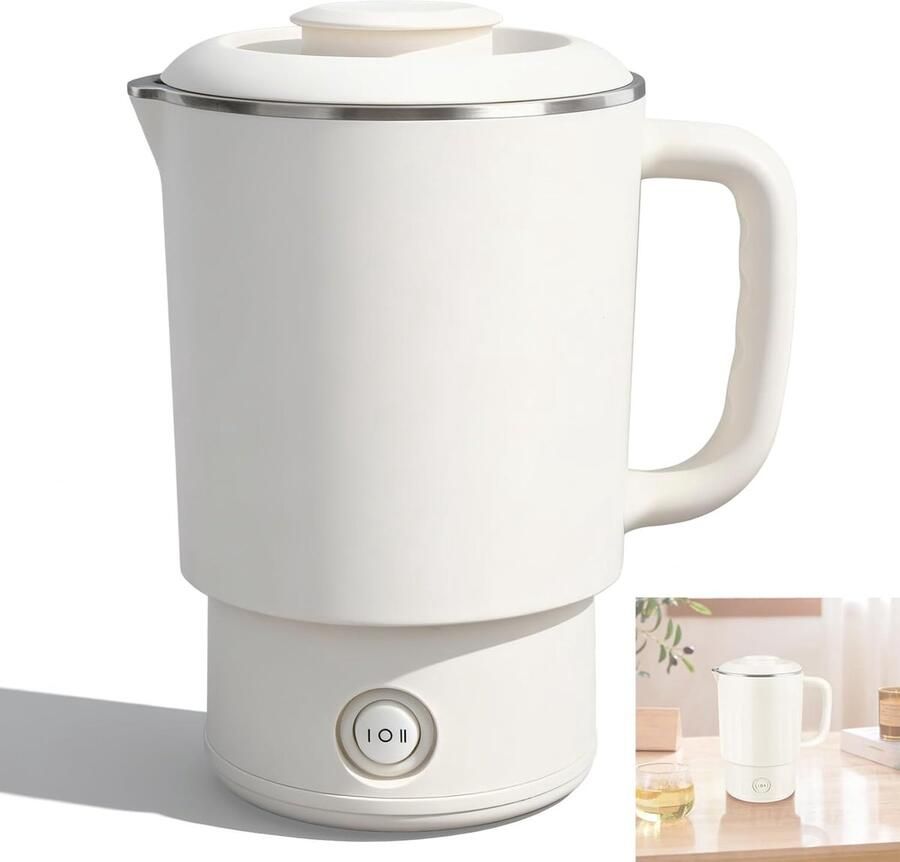 Waterkoker – RVS Opvouwbare Reiskoker – 800ml Compacte Electrische Waterkoker voor Outdoor & Reizen & Indoor – 600W Snel Koken met 2 Standen