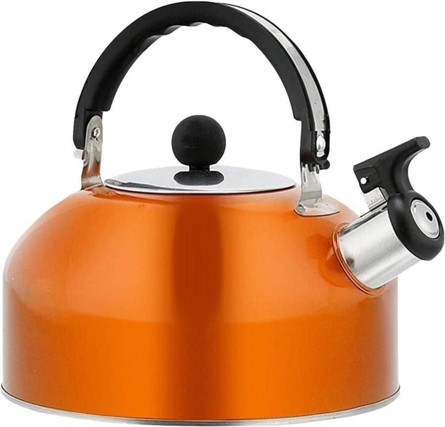 Waterkoker RVS Theeketel Fluitketel Water Koken Met Fluitfunctie 3 Liter Oranje