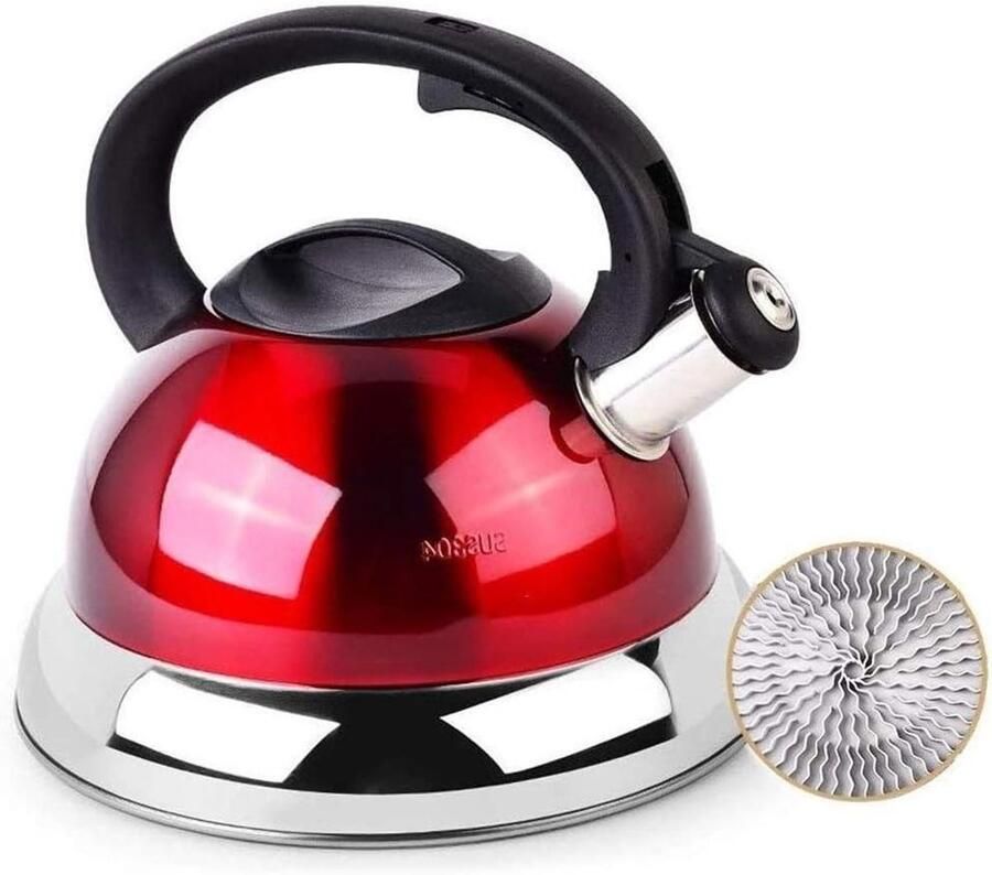 Waterkoker RVS Theepot Fluitketel Water Koken Automatische Fluittoon 4 Liter Zilverkleurig