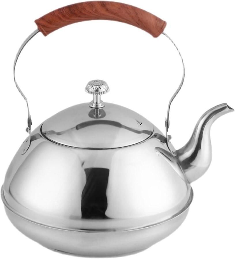 Waterkoker RVS Theepot Fluitketel Water Koken Met Theezeef 2 Liter Blauw Zilver