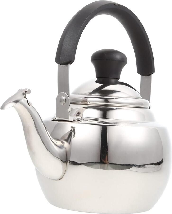Waterkoker RVS Theepot Fluitketel Water Koken Met Zeef Handvat 1 Liter Zilver