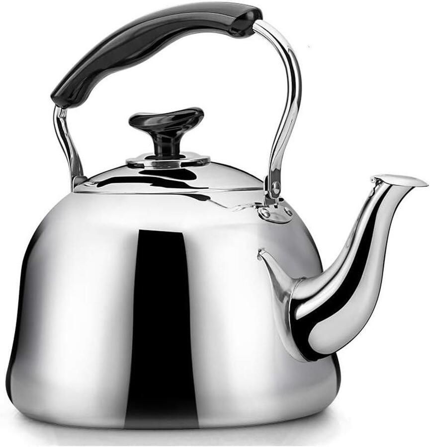 Waterkoker met Fluitje Theeketel RVS Koffie en Thee Zetten Universeel Geschikt voor Fornuis 4L of 5L