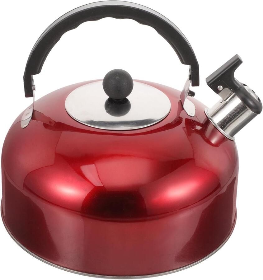 Waterkoker RVS Theepot Fornuis Water Verwarmen Luid Fluitend 4.2 Quarts Rood