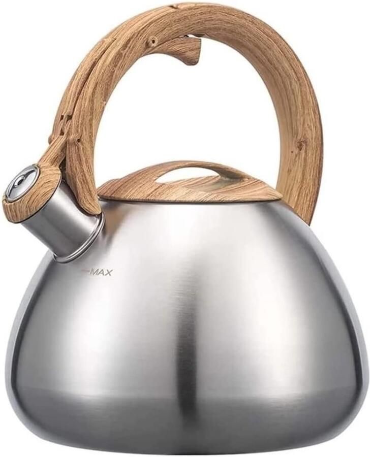 Waterkoker RVS Theepot Ketel Koken op fornuis Hoorbare fluittoon 2.5 Liter Zilver