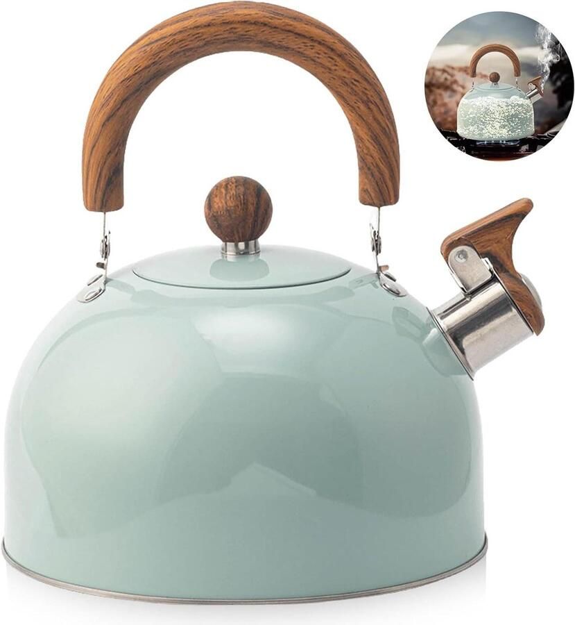 Waterkoker RVS Theepot Ketel Water Koken Automatische Fluit 3 Liter Grijs