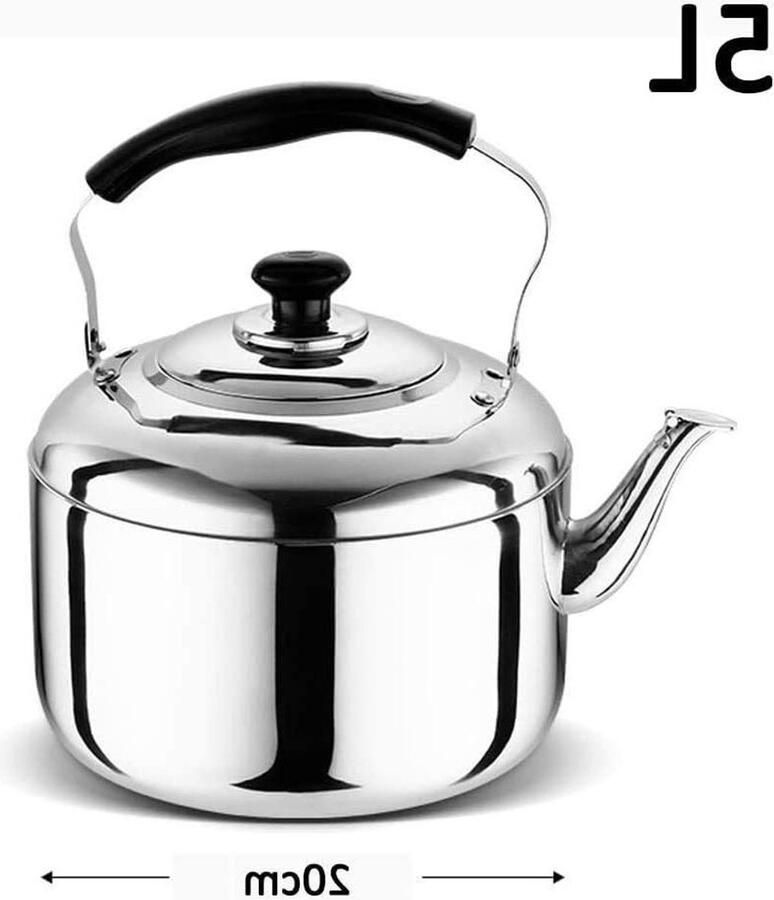 Waterkoker RVS Theepot Koffiekan Water Koken Fluitend Signaal 5 Liter Zilverkleurig
