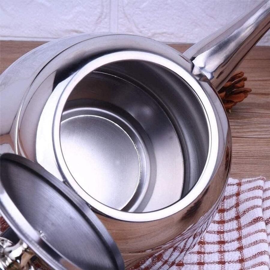 Waterkoker RVS Theepot Kookplaat Water Koken Platte Bodem 1L Zilver