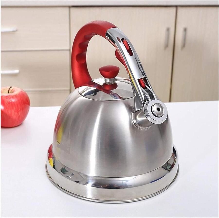 Waterkoker RVS Theepot met Fluitje Koken Water Snelkook Bodem 3.5 Liter Zilverkleurig