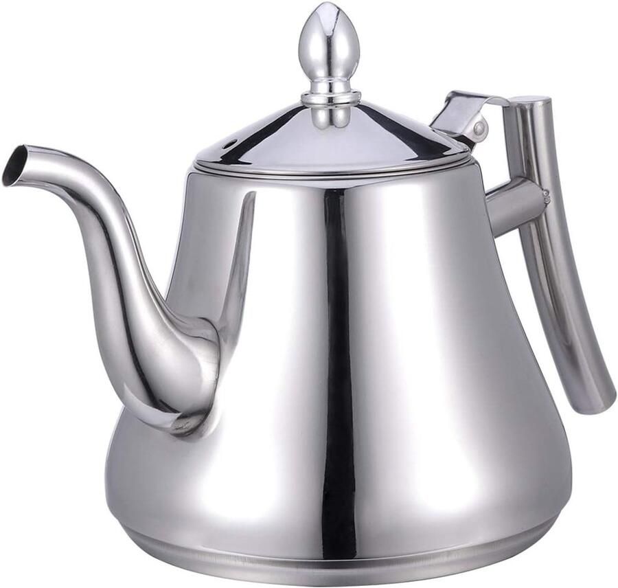 Waterkoker RVS Theepot met zeef Thee zetten thuis Geïntegreerde zeef 1 Liter Zilver