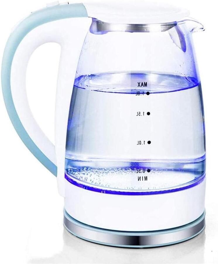 Waterkoker Snelkoker Glas Snel Water Koken Verlicht LED Indicatie 1.7 Liter Blauw
