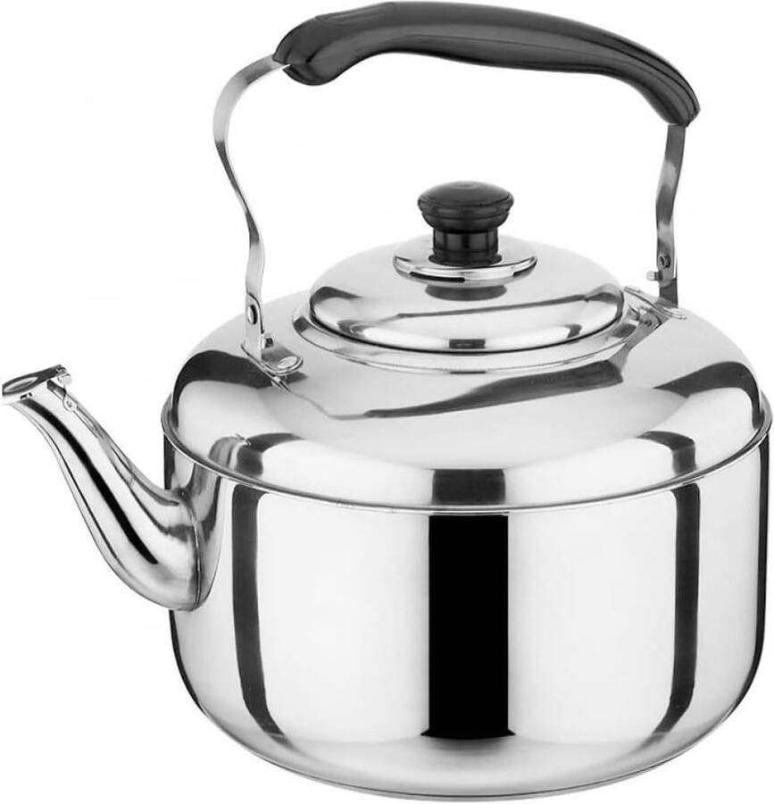 Waterkoker Staal Theepot Kookpan Koffie Thee Zetten Anti-scald Handvat 5 Liter Zilver