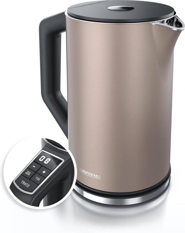 Waterkoker temperatuurinstelling 40-100 graden stappen 5 dubbelwandig design model ELEGANT 15 liter 2200 W theekoker temperatuurweergave GS brons