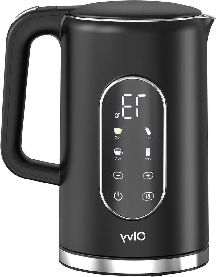 Waterkoker Temperatuurregeling Elektrische Kettle Water Verwarmen Dubbelwandig RVS 1.7 Liter Zwart