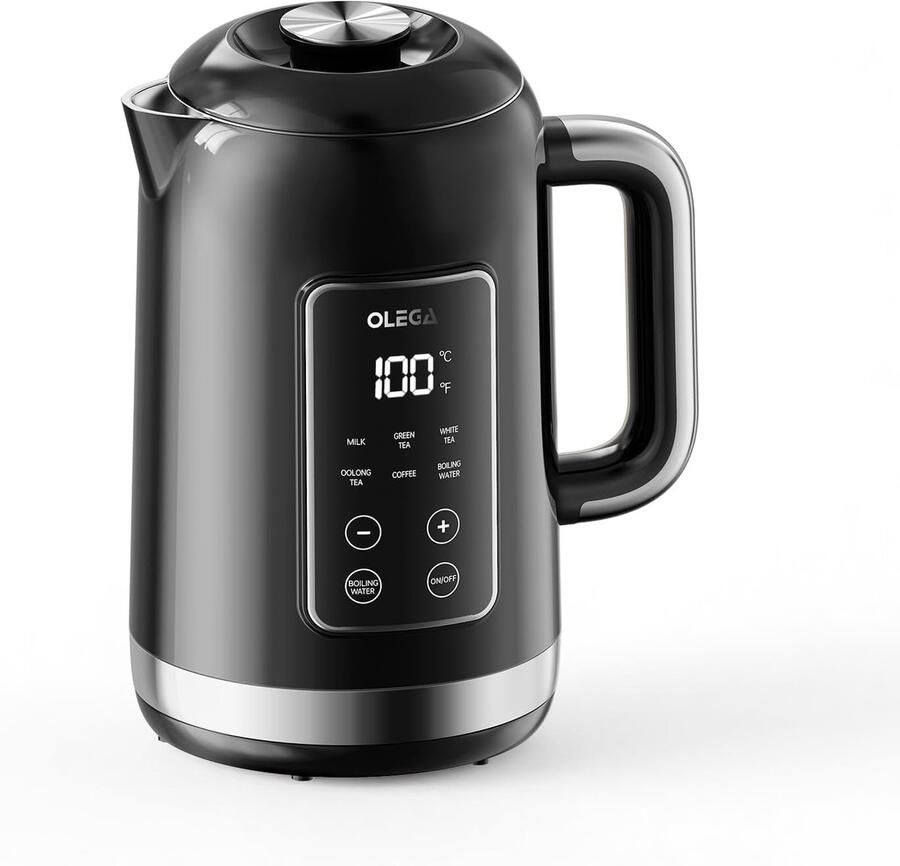 Waterkoker Temperatuurregeling Slimme Ketel Koffie en Thee Zetten Dubbelwandig Koel Blijven 1.5 Liter Zwart