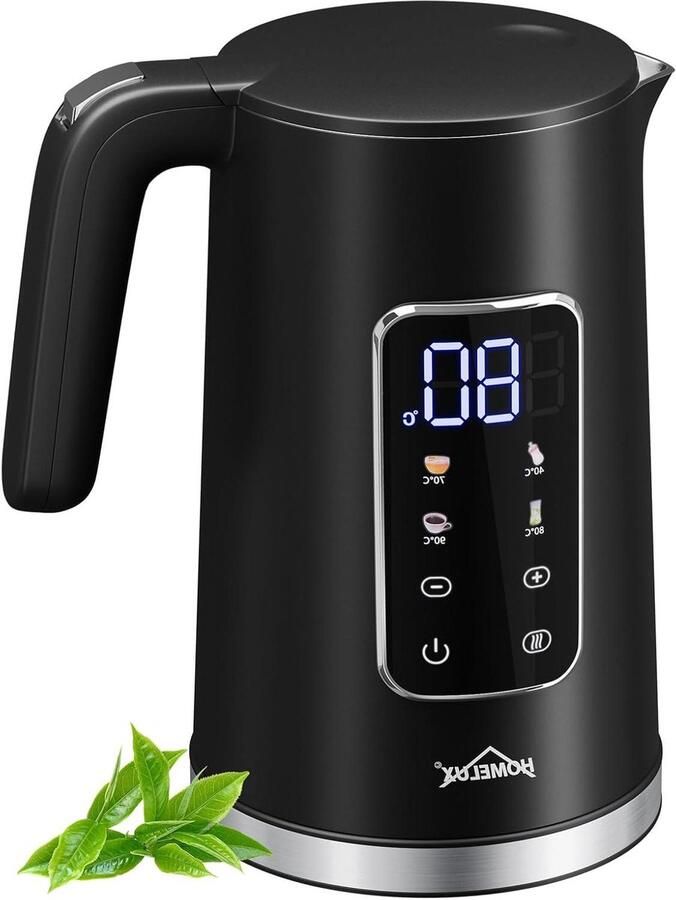 Waterkoker Temperatuurregeling Theeketel RVS Dranken Bereiden Dubbelwandig Geïsoleerd 1.7 Liter Zwart
