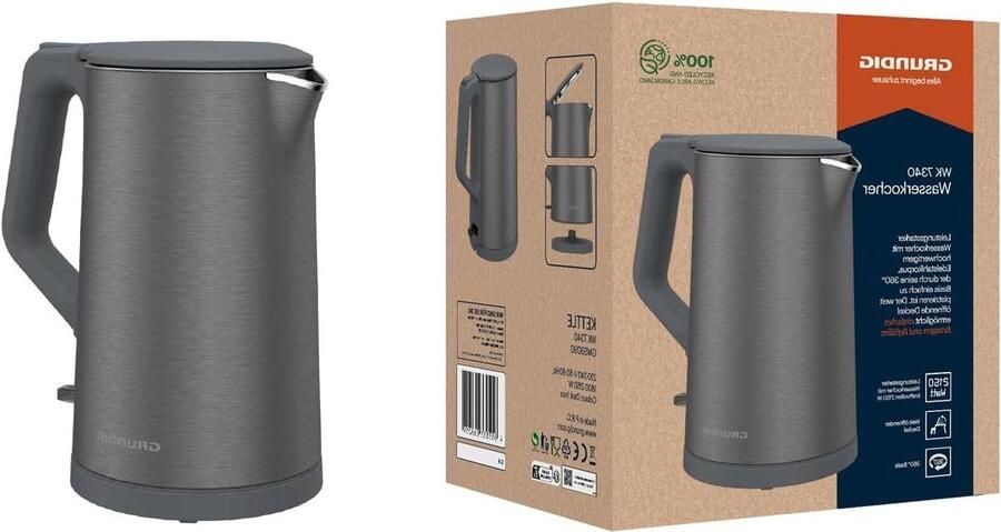 Waterkoker Thee en Koffie Snel Water Koken Cool Touch Dubbele Wand 15 Liter Dark Inox