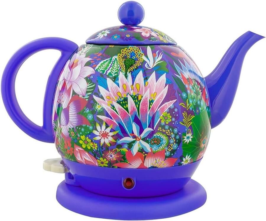 Waterkoker Thee Waterkoker Snel Water Koken Bloemen Decoratie 1 Liter Blauw