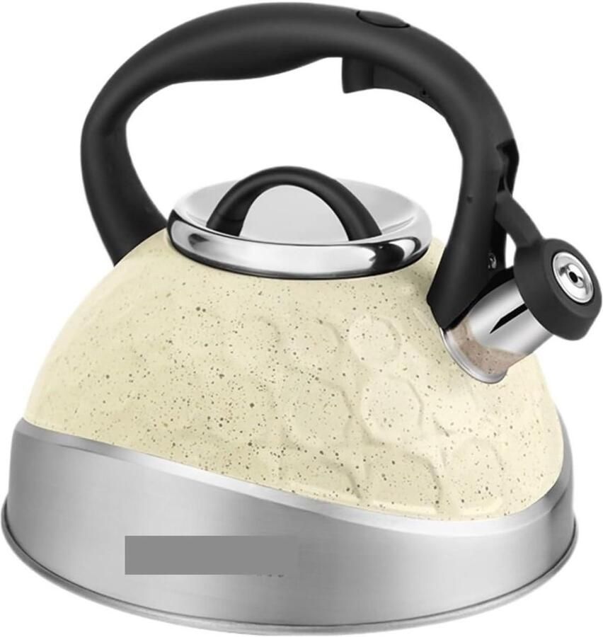Waterkoker Theepot Fluitend Koken Buiten Roestvrij Staal 3 Liter Beige