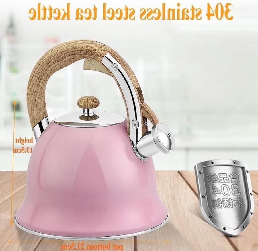 Waterkoker Theepot Fluitketel Roestvrijstaal Koffie Thee Maken Verdikte Bodem Snel 3 Liter Roze