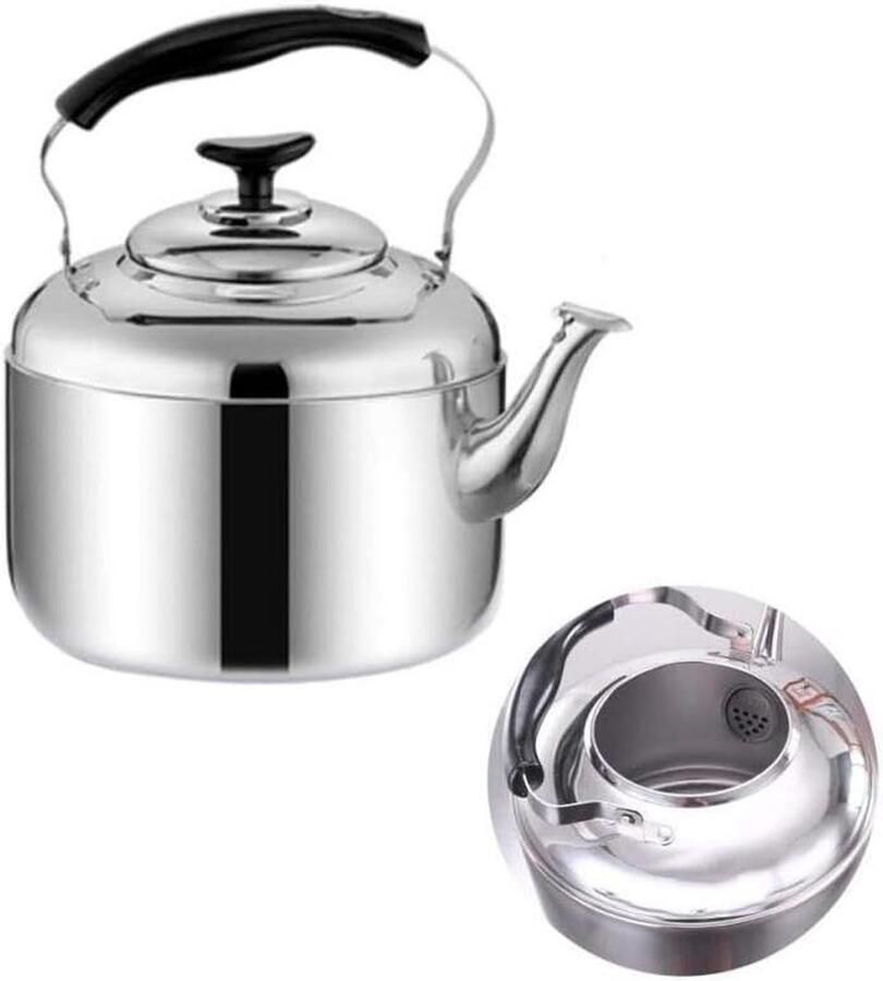 Waterkoker Theepot Fluitketel Water Koken Grote Capaciteit 5 Liter Zilver