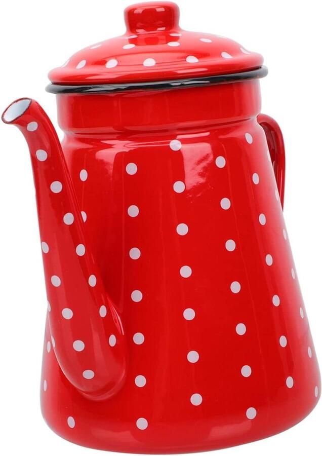 Waterkoker Theepot Ketel Koffie Thee Zetten Efficiënte Warmtegeleiding 1.5L Capaciteit Rood Wit