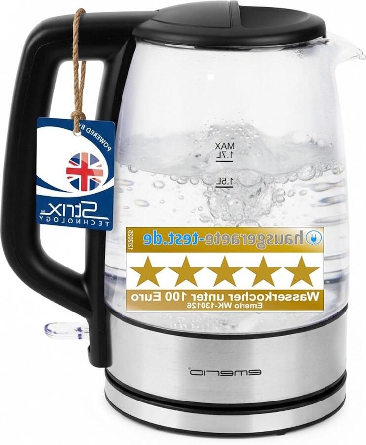 Waterkoker Theepot Ketel Snel Water Koken Hittebestendig Glas 1.7 Liter Transparant