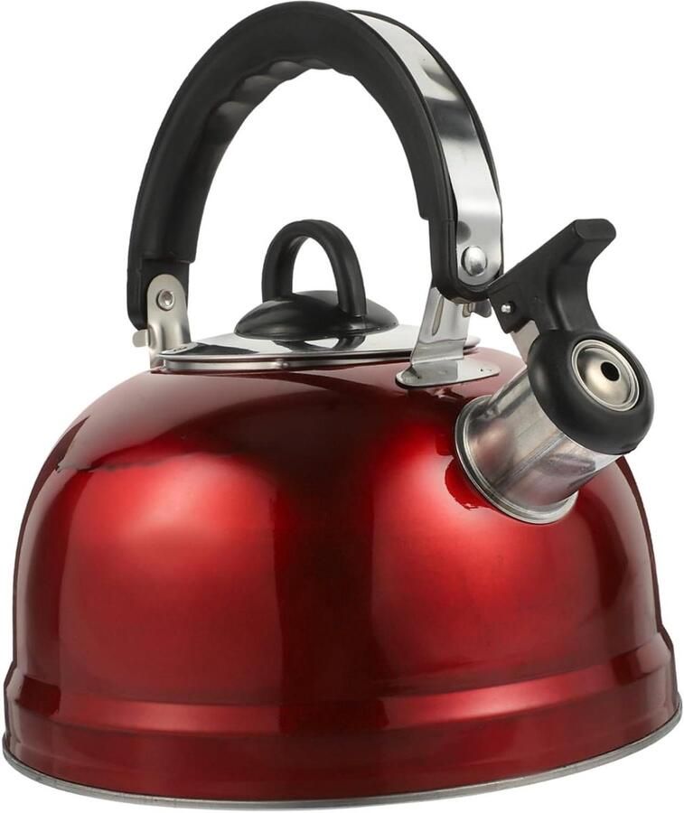 Waterkoker Theepot Kookplaat Koffie en Thee Zetten Roestvrij Staal Materiaal 3 Liter Rood