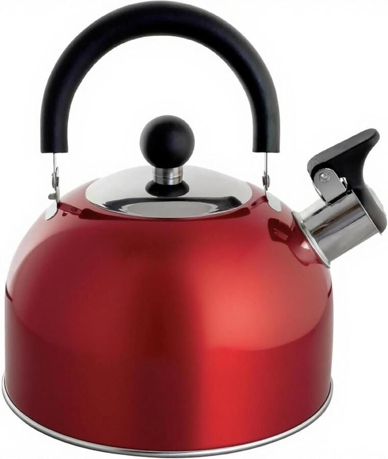 Waterkoker Theepot Kookplaat Water Koken Fluitend 2 Liter Rood
