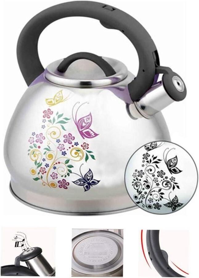 Waterkoker Theepot Thee Waterkoker Water Koken Appelvormig Design 3.0L Zilver