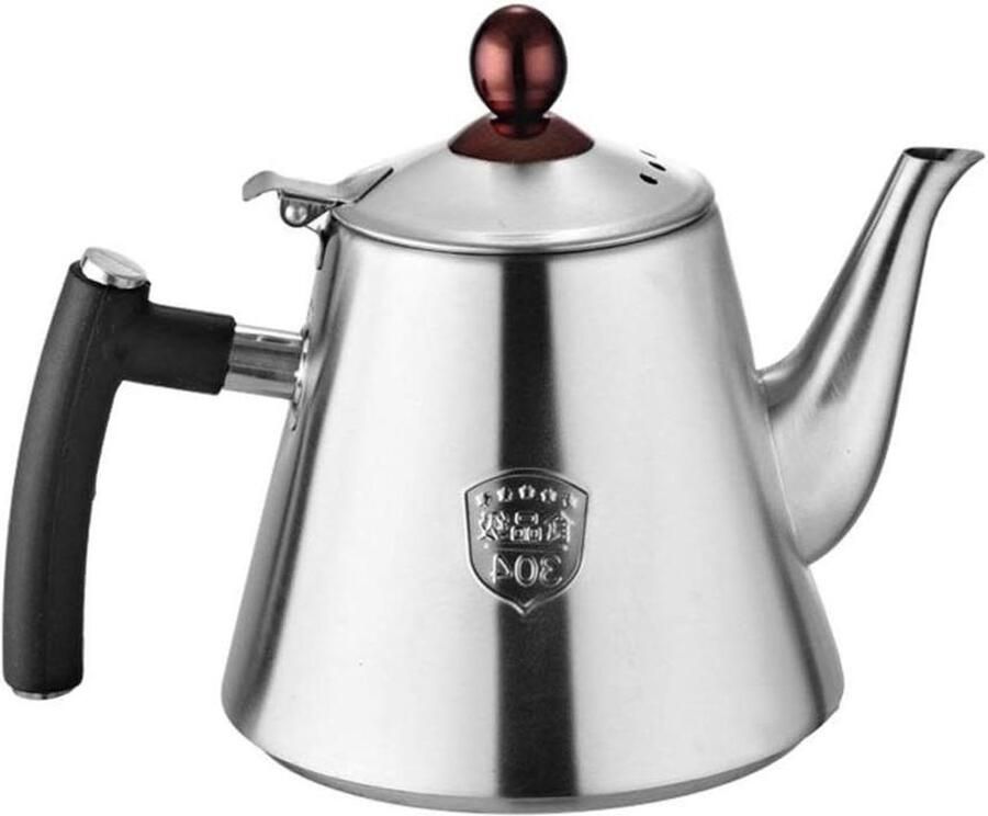Waterkoker Theepot Theecontainer Ketel Thee Zetten Platte Bodem 1.2L Capaciteit Zilver